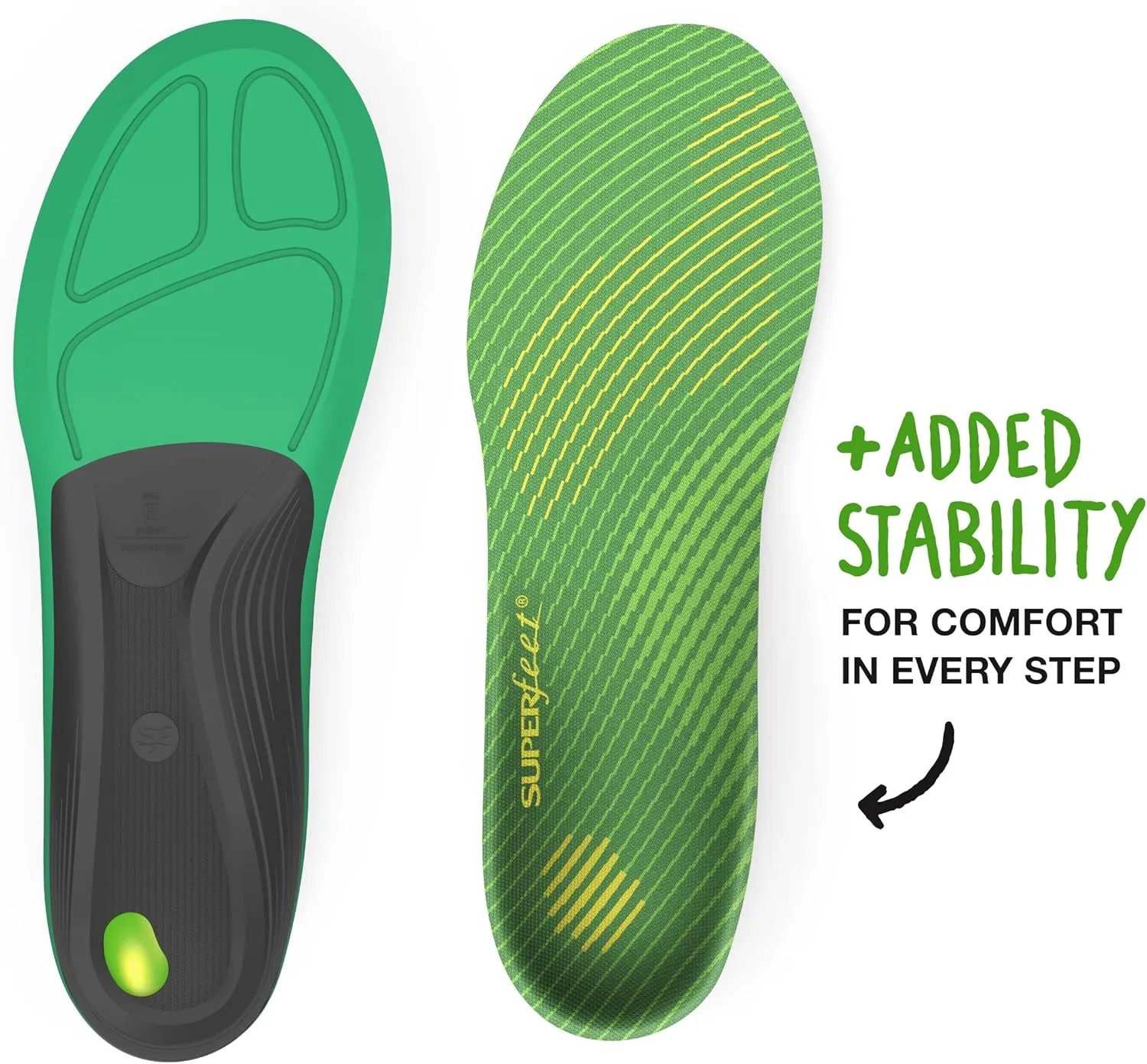 Superfeet Run Support High Arch Insoles - High Arch Support - Trim-to-Fit Carbon Fiber Orthotic Shoe Inserts for Running Shoes - Professional Grade - 7.5-9 Men / 8.5-10 Women