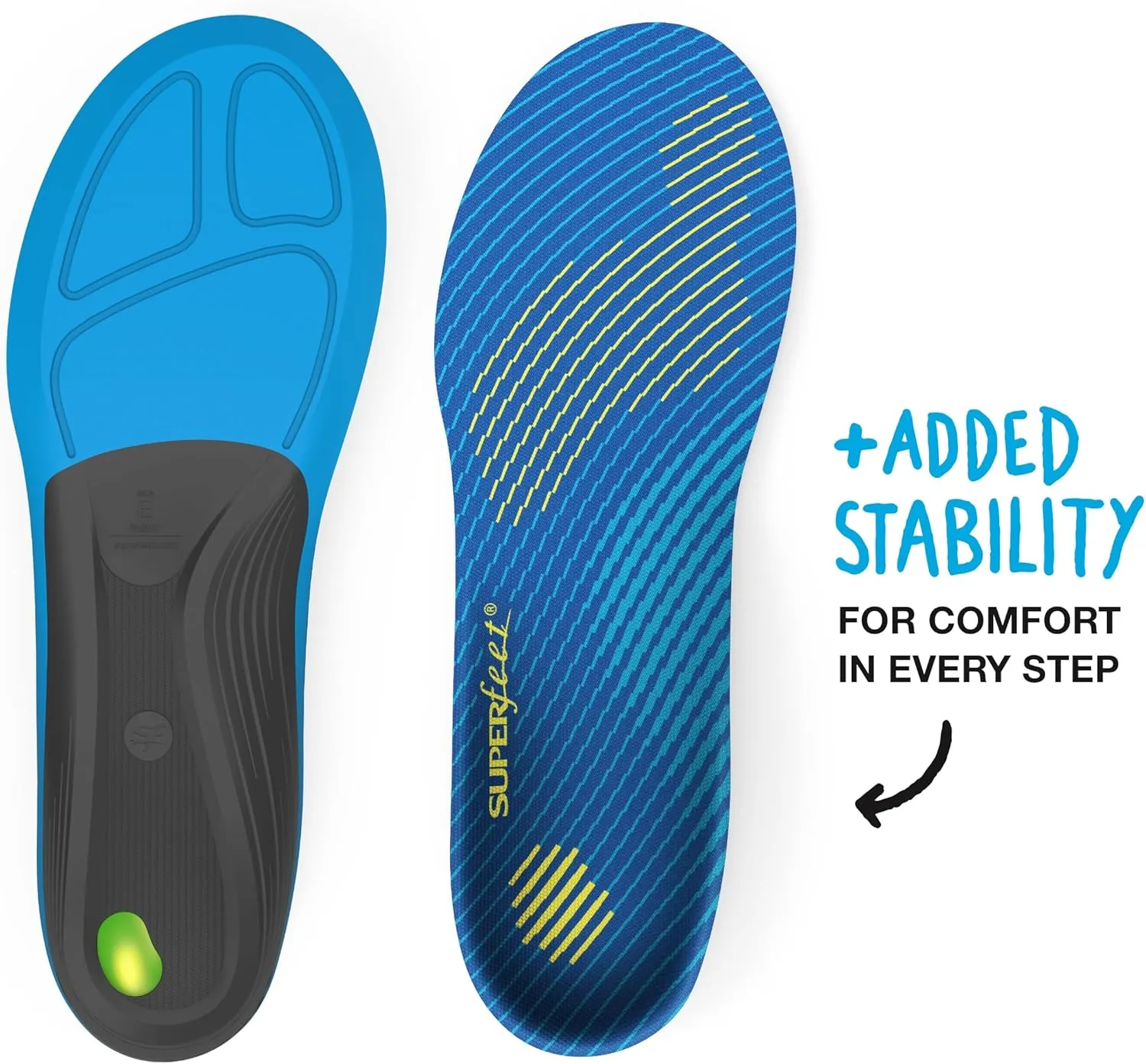 Superfeet Run Support Medium Arch Insoles - Trim-To-Fit Low to Medium Arch Support Inserts for Running Shoes - Professional Grade - 7.5-9 Men / 8.5-10 Women