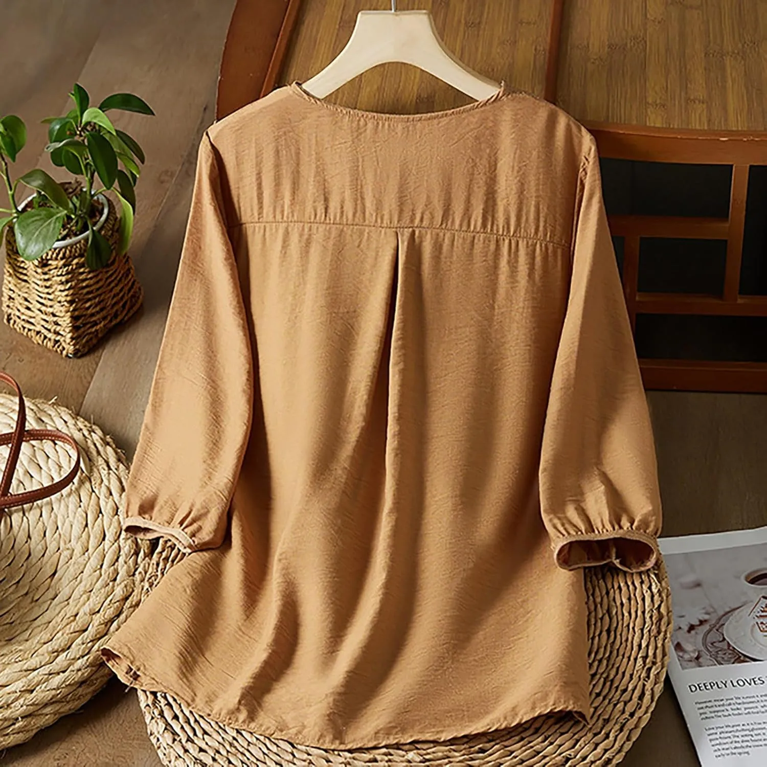 Swimsuit Coverup for Women 2025 Trendy V Neck Roll up Sleeve Tops Boho Button down Blouses Beach Swimsuit Coverup