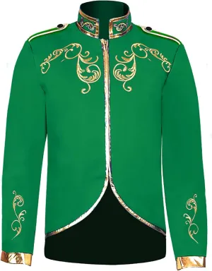 Sywiyi Men's Palace Prince Gold Embroidered Jacket Royal Court Uniform Costume Long Sleeve Tops