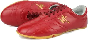 Taichi Women's Kungfu Training Sneakers, Leather Wide, Karate Shoes for Martial Arts, Tai Kwon Doe Sports, Red (Size:40EU, Color:E)