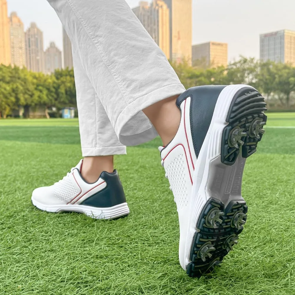 THESTRON Professional Golf Shoes for Men 7 Spikes Non-Slip Outdoor Golf Sport Training Sneakers Mens Comfortable Sport Shoes for Golfing Size 7-15