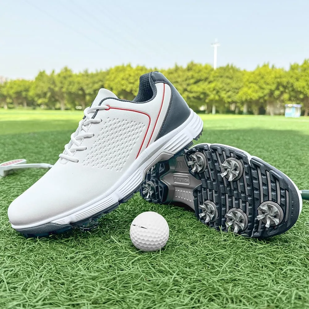 THESTRON Professional Golf Shoes for Men 7 Spikes Non-Slip Outdoor Golf Sport Training Sneakers Mens Comfortable Sport Shoes for Golfing Size 7-15