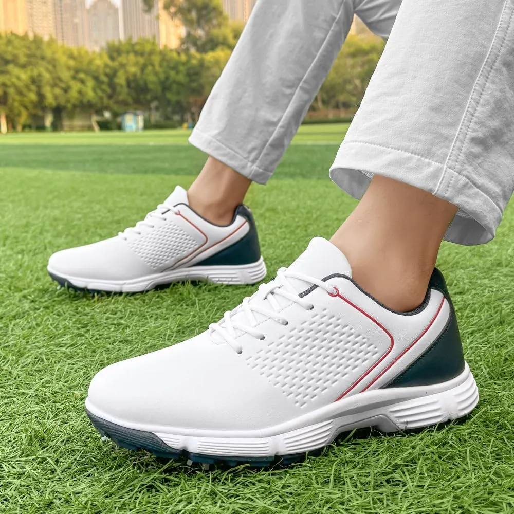 THESTRON Professional Golf Shoes for Men 7 Spikes Non-Slip Outdoor Golf Sport Training Sneakers Mens Comfortable Sport Shoes for Golfing Size 7-15
