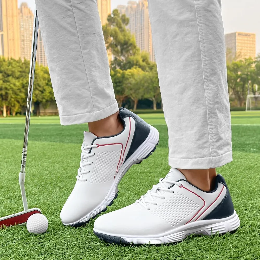 THESTRON Professional Golf Shoes for Men 7 Spikes Non-Slip Outdoor Golf Sport Training Sneakers Mens Comfortable Sport Shoes for Golfing Size 7-15