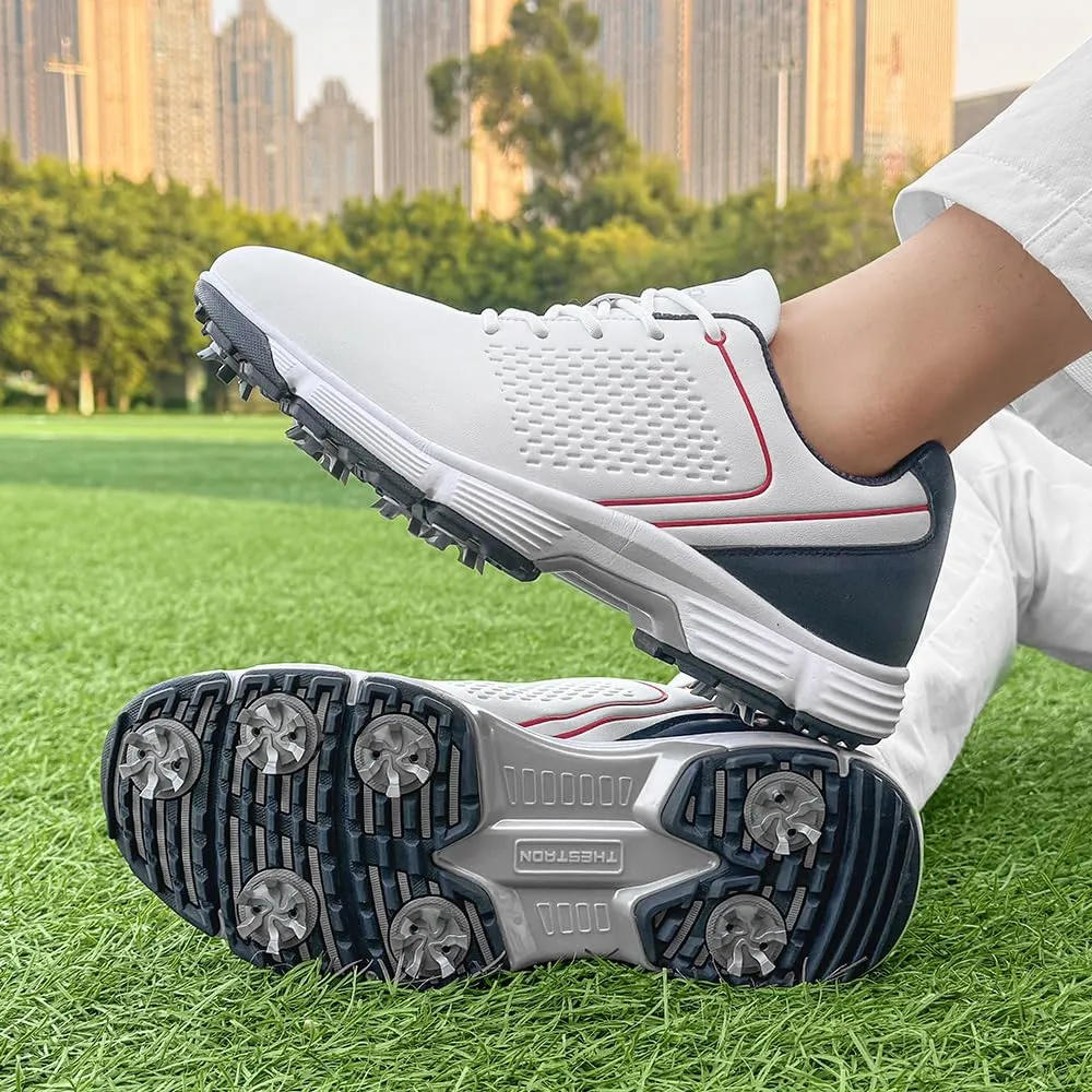 THESTRON Professional Golf Shoes for Men 7 Spikes Non-Slip Outdoor Golf Sport Training Sneakers Mens Comfortable Sport Shoes for Golfing Size 7-15