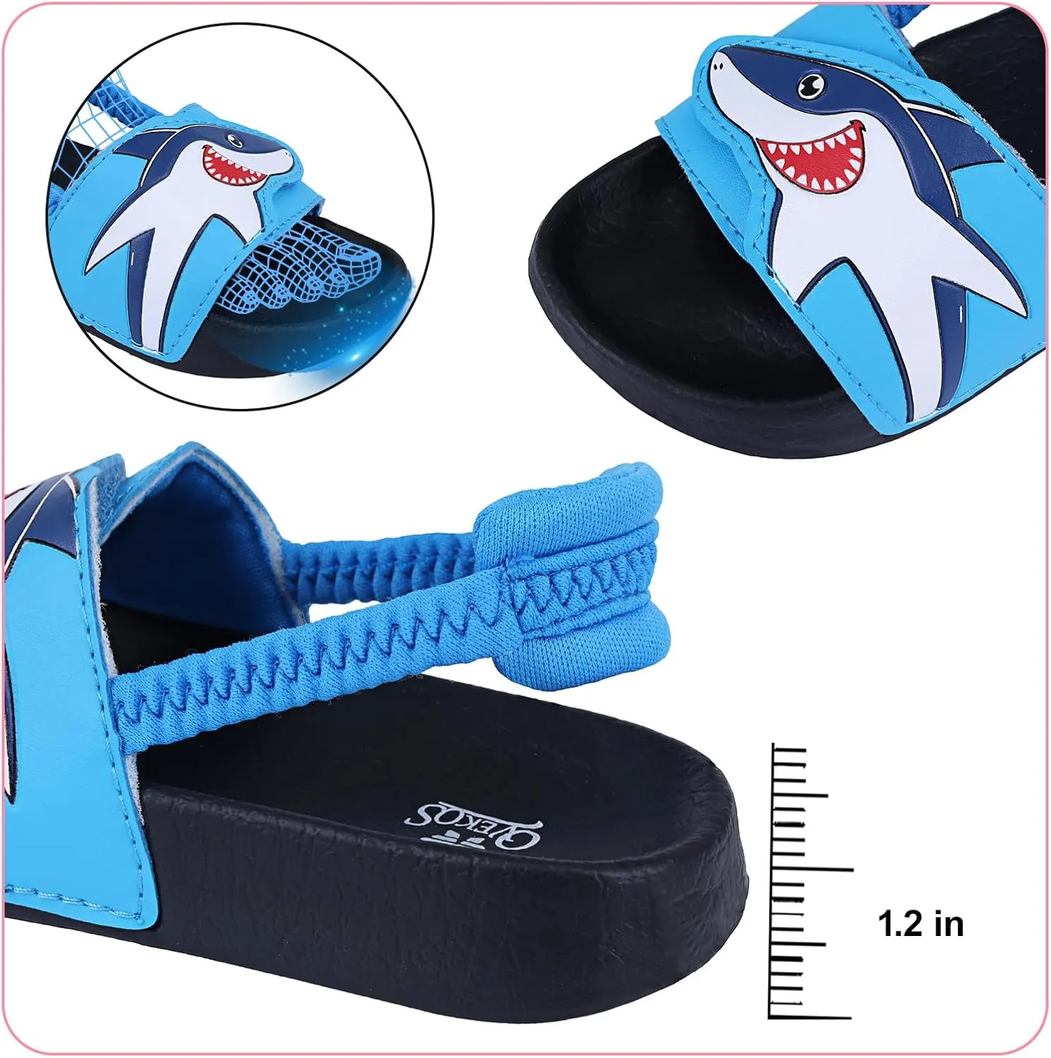 Toddler Boys Girls Slides Sandals with Elastic Strap Non-Slip Flip Flop Lightweight Little Kids Shower Slippers Beach Pool Shoes