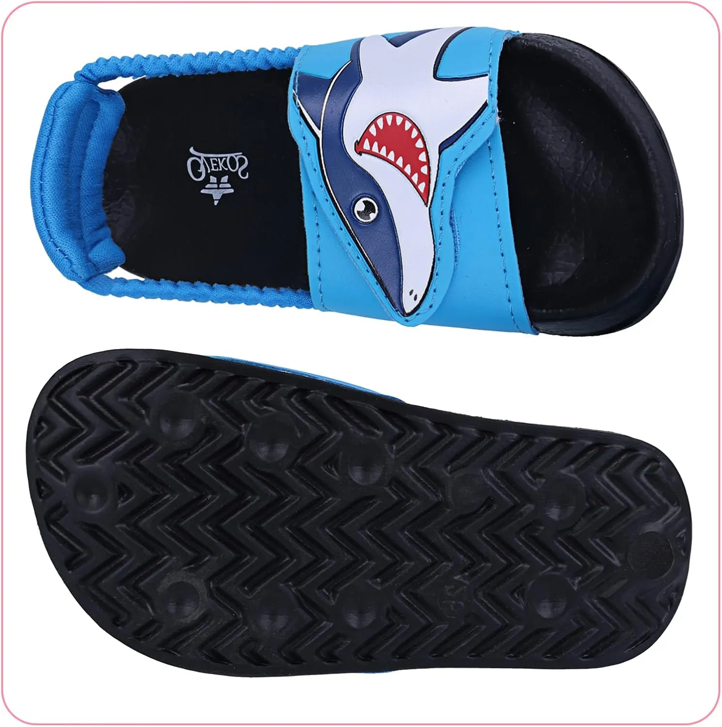 Toddler Boys Girls Slides Sandals with Elastic Strap Non-Slip Flip Flop Lightweight Little Kids Shower Slippers Beach Pool Shoes