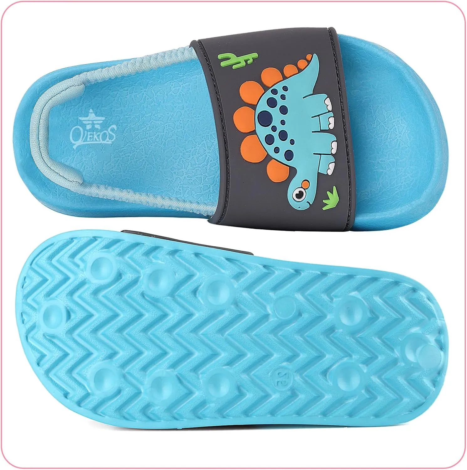 Toddler Boys Girls Slides Sandals with Elastic Strap Non-Slip Flip Flop Lightweight Little Kids Shower Slippers Beach Pool Shoes