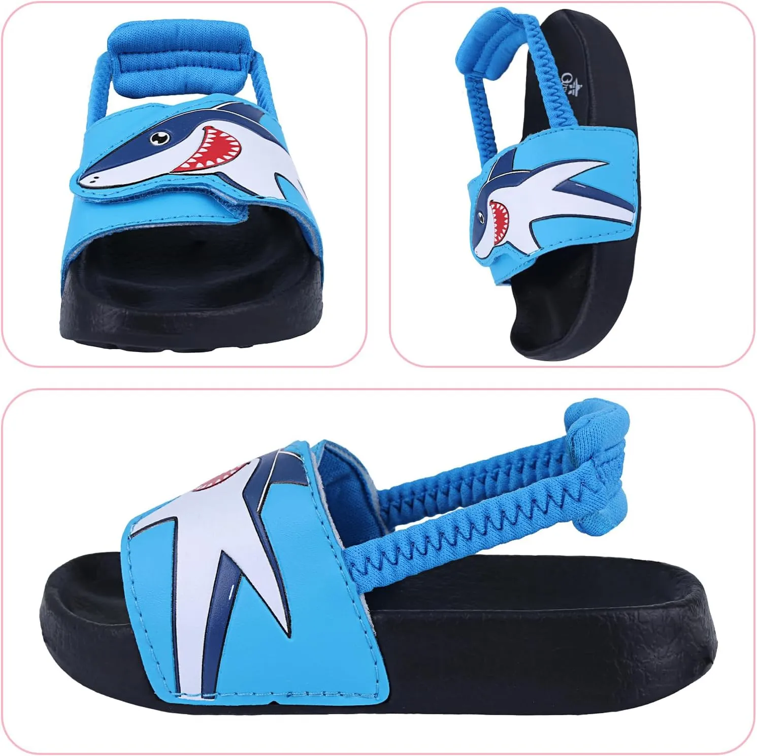 Toddler Boys Girls Slides Sandals with Elastic Strap Non-Slip Flip Flop Lightweight Little Kids Shower Slippers Beach Pool Shoes