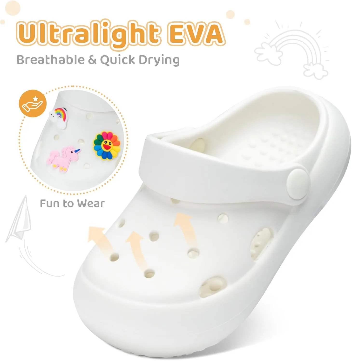 Toddler Classic Clogs Skin-Friendly Comfy Lightweight 丨Boys Girls Slip On Water Shoes