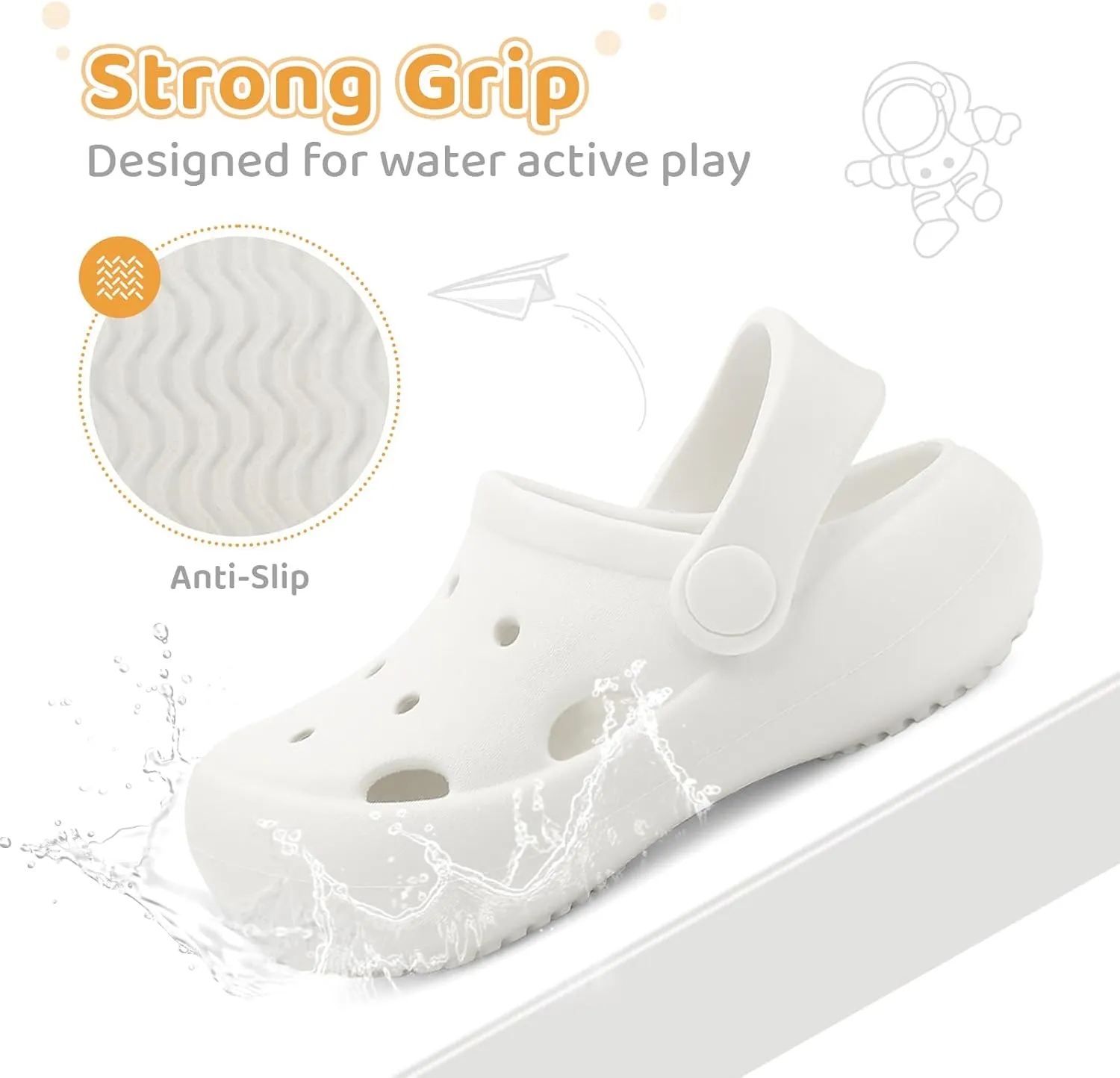 Toddler Classic Clogs Skin-Friendly Comfy Lightweight 丨Boys Girls Slip On Water Shoes