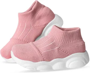 Toddler First Walking Safer Non-Slip Lightweight Wide Tennis Shoes Baby Slip on Breathable Sock Sneakers Infant Mesh Knitted Elastic Soft Sole Indoor Shoes 1-4 Years Boy Girls Outdoor Walkers Shoes