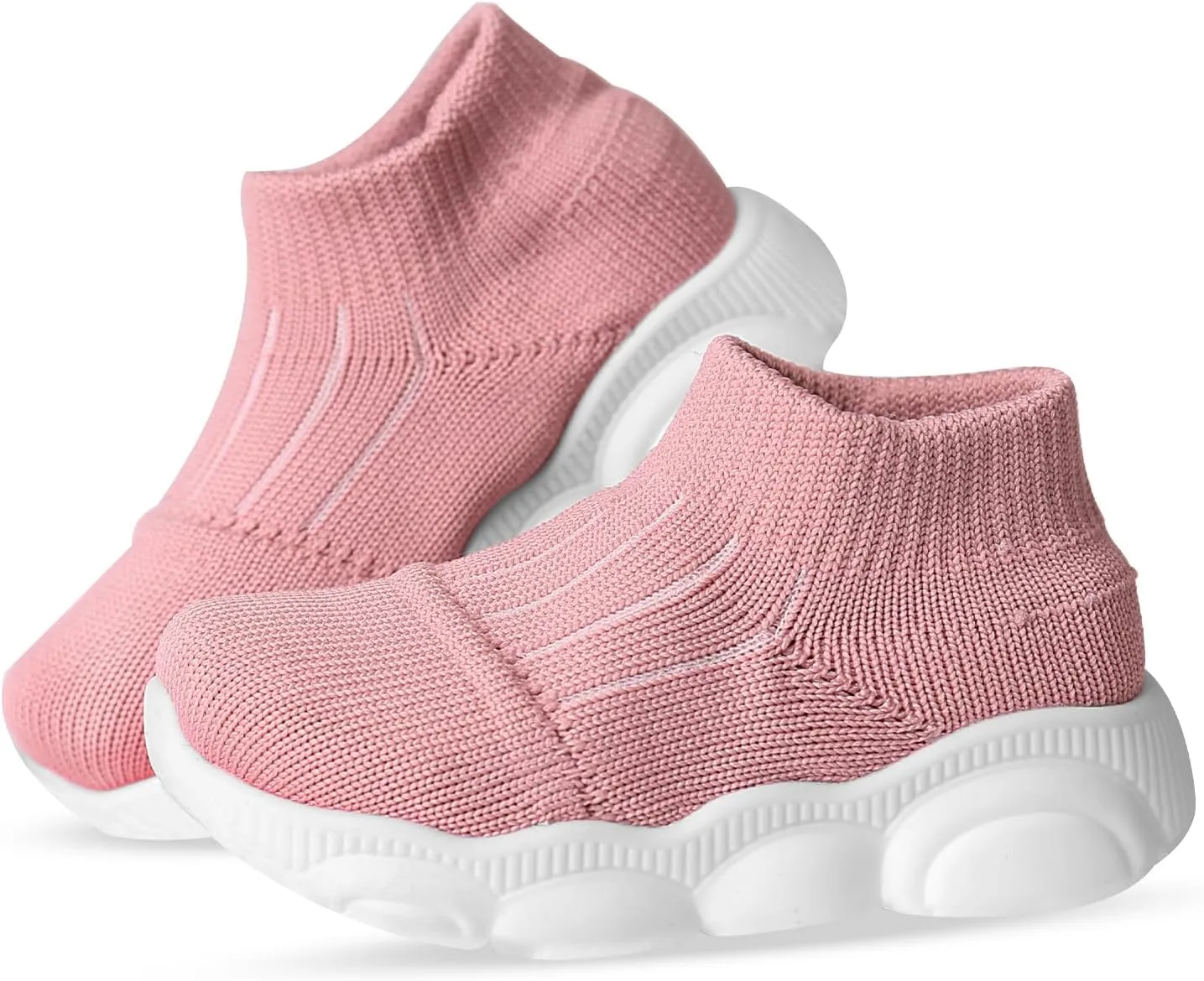 Toddler First Walking Safer Non-Slip Lightweight Wide Tennis Shoes Baby Slip on Breathable Sock Sneakers Infant Mesh Knitted Elastic Soft Sole Indoor Shoes 1-4 Years Boy Girls Outdoor Walkers Shoes
