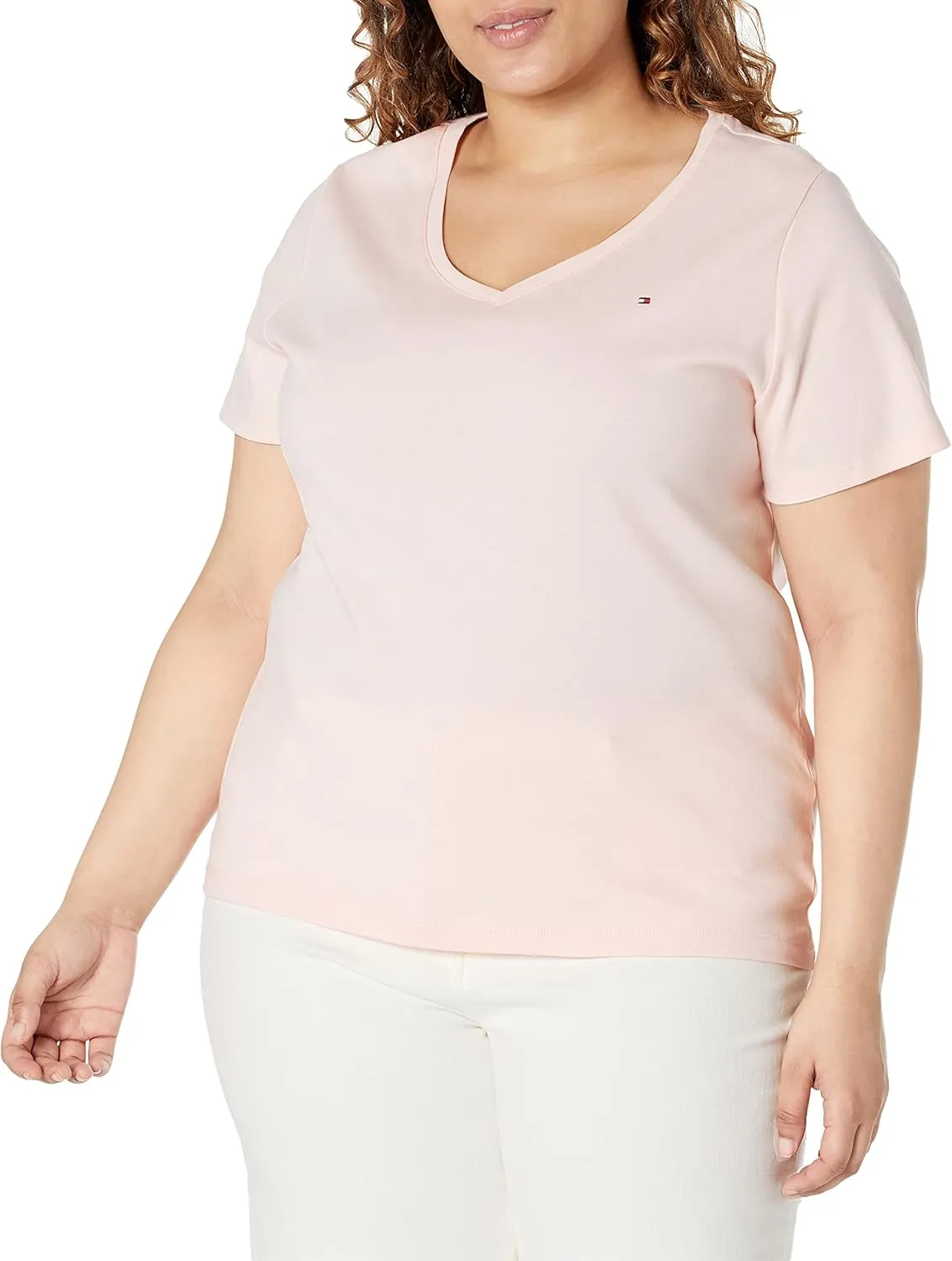 Tommy Hilfiger Women's Short Sleeve V-neck T-shirt (Standard and Plus Size)