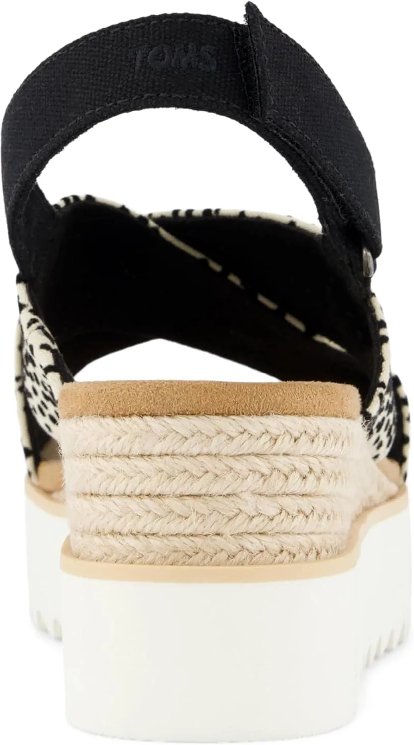 TOMS Womens Diana Crossover Platform Espadrille Casual Sandals Casual Mid Heel 2-3" - Black