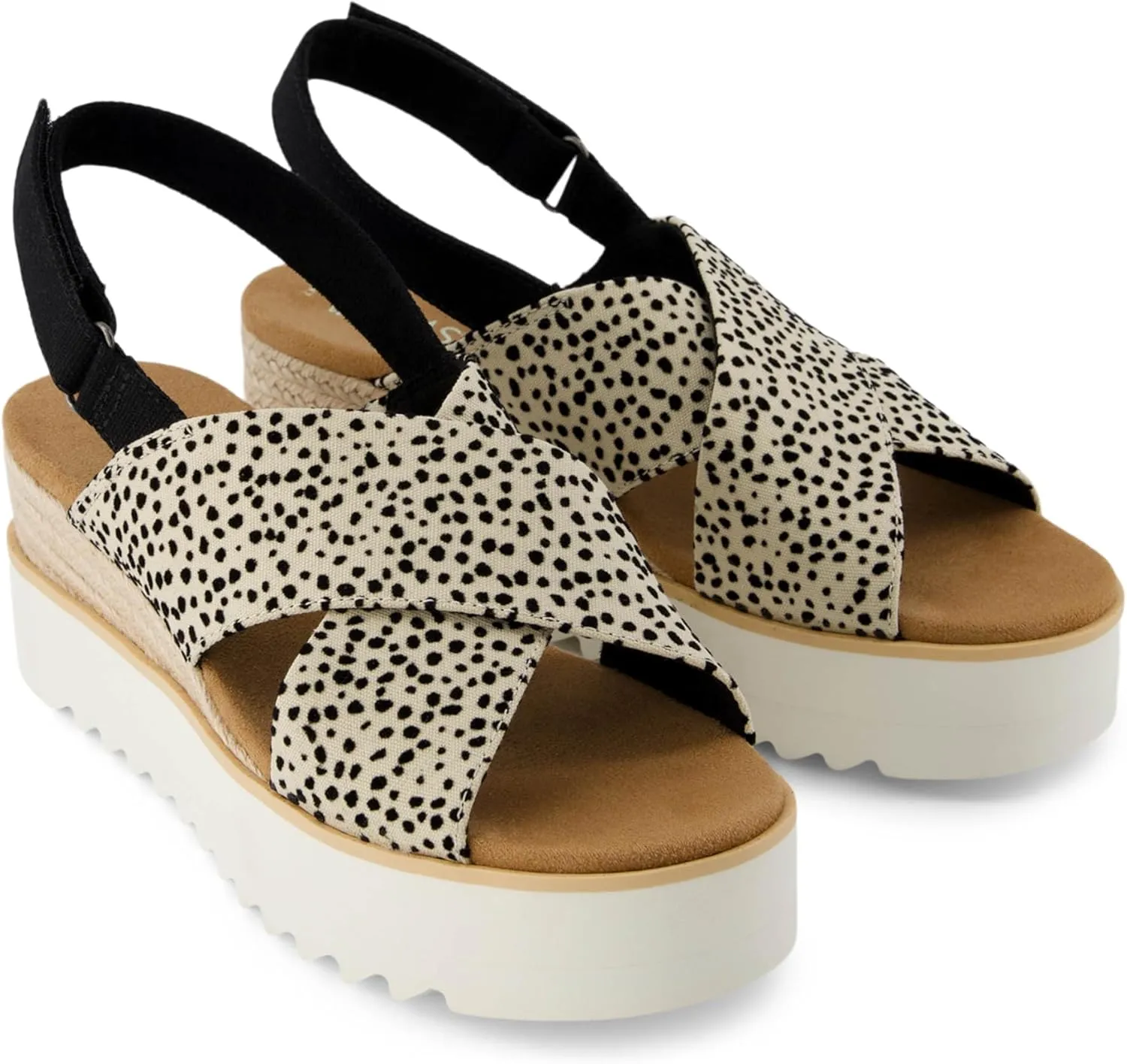 TOMS Womens Diana Crossover Platform Espadrille Casual Sandals Casual Mid Heel 2-3" - Black