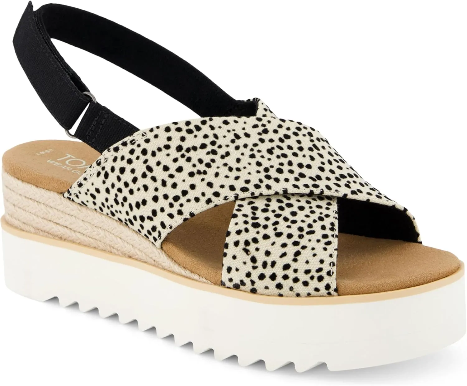 TOMS Womens Diana Crossover Platform Espadrille Casual Sandals Casual Mid Heel 2-3" - Black
