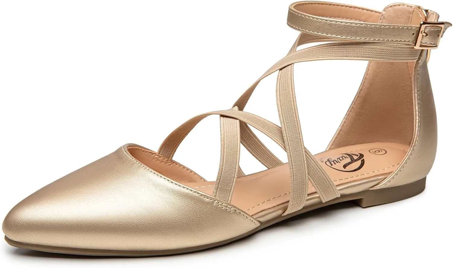 Trary Black Flats for Women, Mary Jane Shoes, Ballet Flats with Ankle Strap, Dressy Comfortable Pointed Toe Shoes