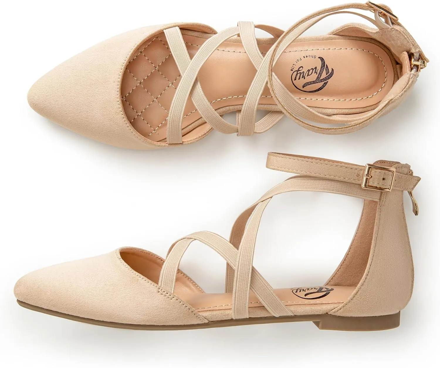 Trary Black Flats for Women, Mary Jane Shoes, Ballet Flats with Ankle Strap, Dressy Comfortable Pointed Toe Shoes