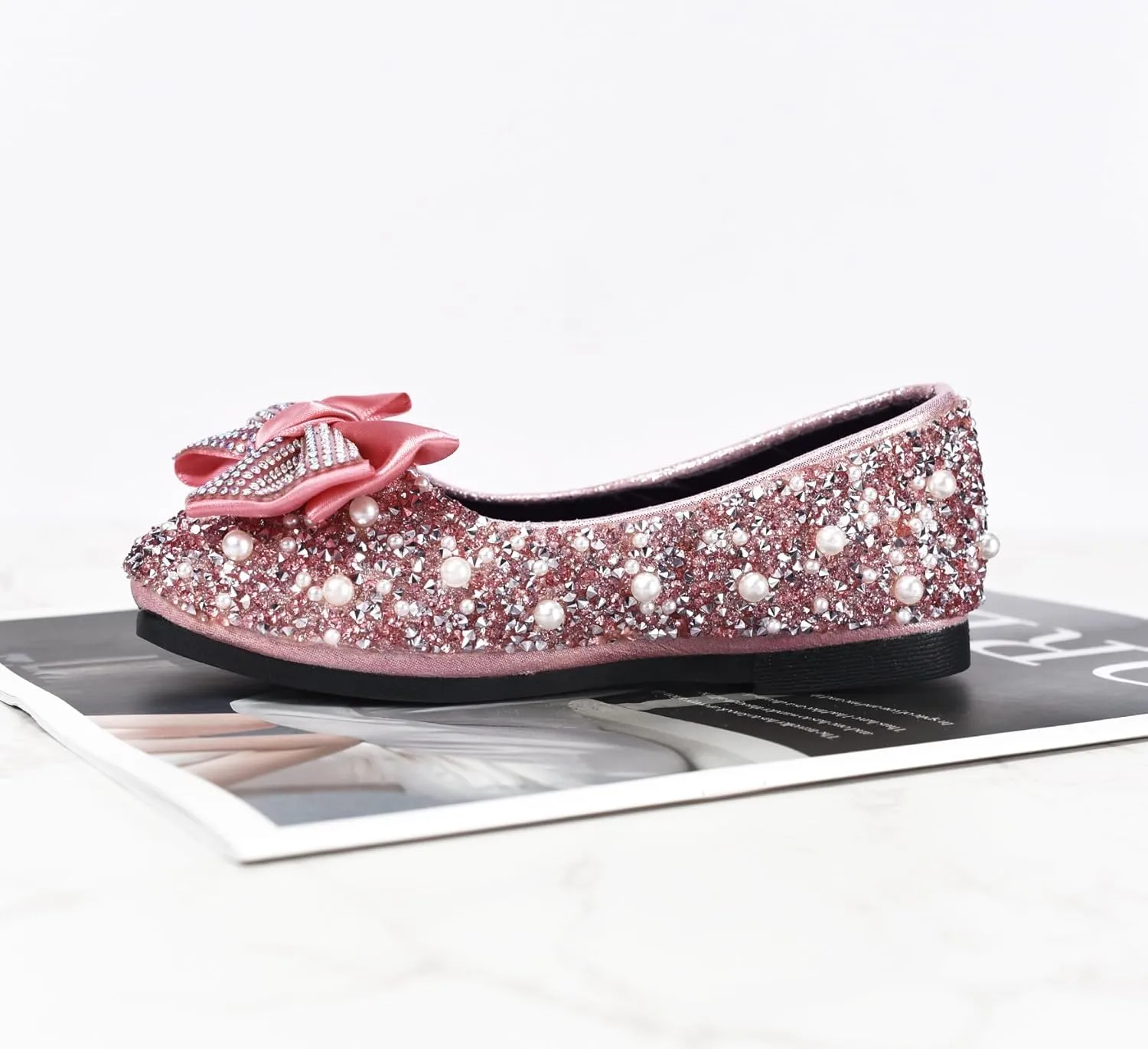 TRIWORIAE-Bling Girls Princess Shoes Glitter Ballerina Ballet Flats for Kid Toddler for Wedding Birthday Party