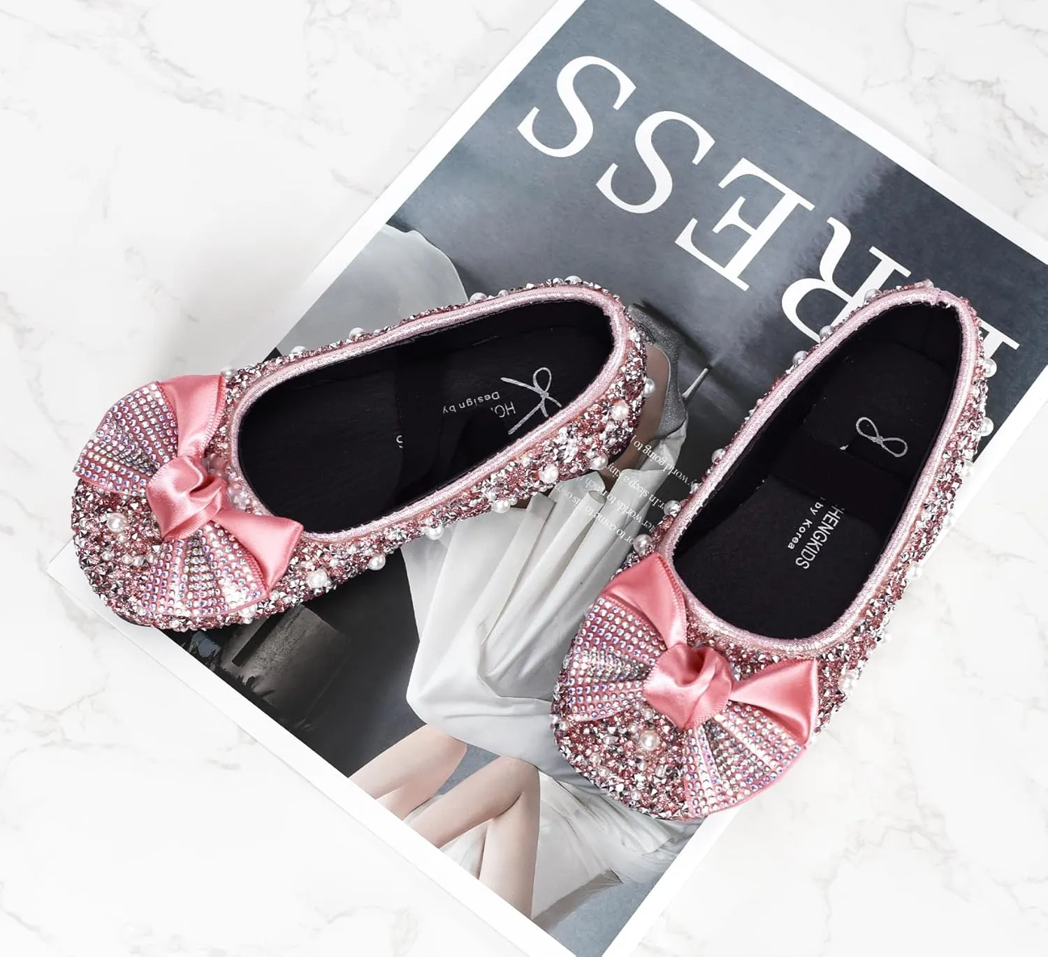 TRIWORIAE-Bling Girls Princess Shoes Glitter Ballerina Ballet Flats for Kid Toddler for Wedding Birthday Party