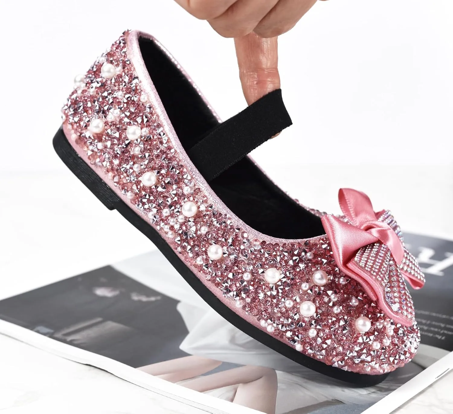 TRIWORIAE-Bling Girls Princess Shoes Glitter Ballerina Ballet Flats for Kid Toddler for Wedding Birthday Party
