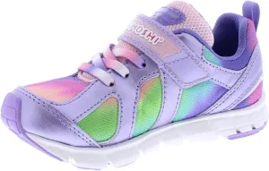 TSUKIHOSHI RAINBOW Kids Shoes - Strap-Closure Machine-Washable Kids Sneakers with Wide Toe Box and Slip-Resistant, Non-Marking Outsoles, Lavender/Multi - 2 Little Kid (4-8 Years)
