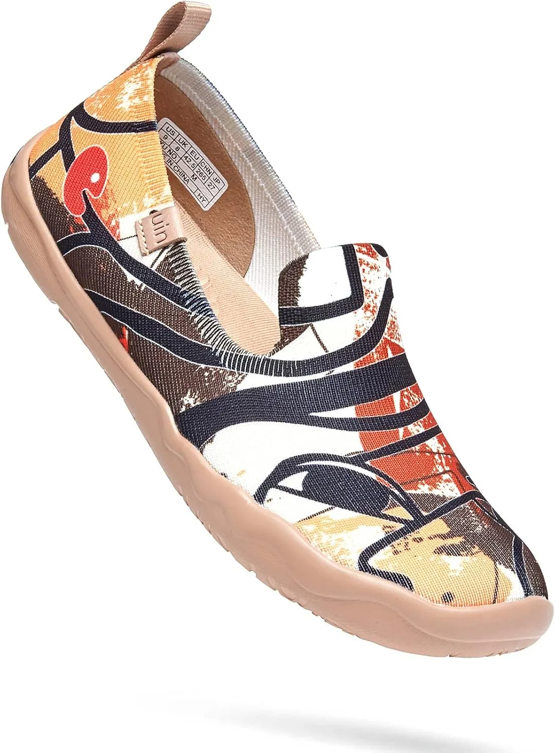 UIN Men's Casual Walking Travel Shoes Slip On Knitted Loafers Lightweight Comfort Air Painted Flats Barcelona