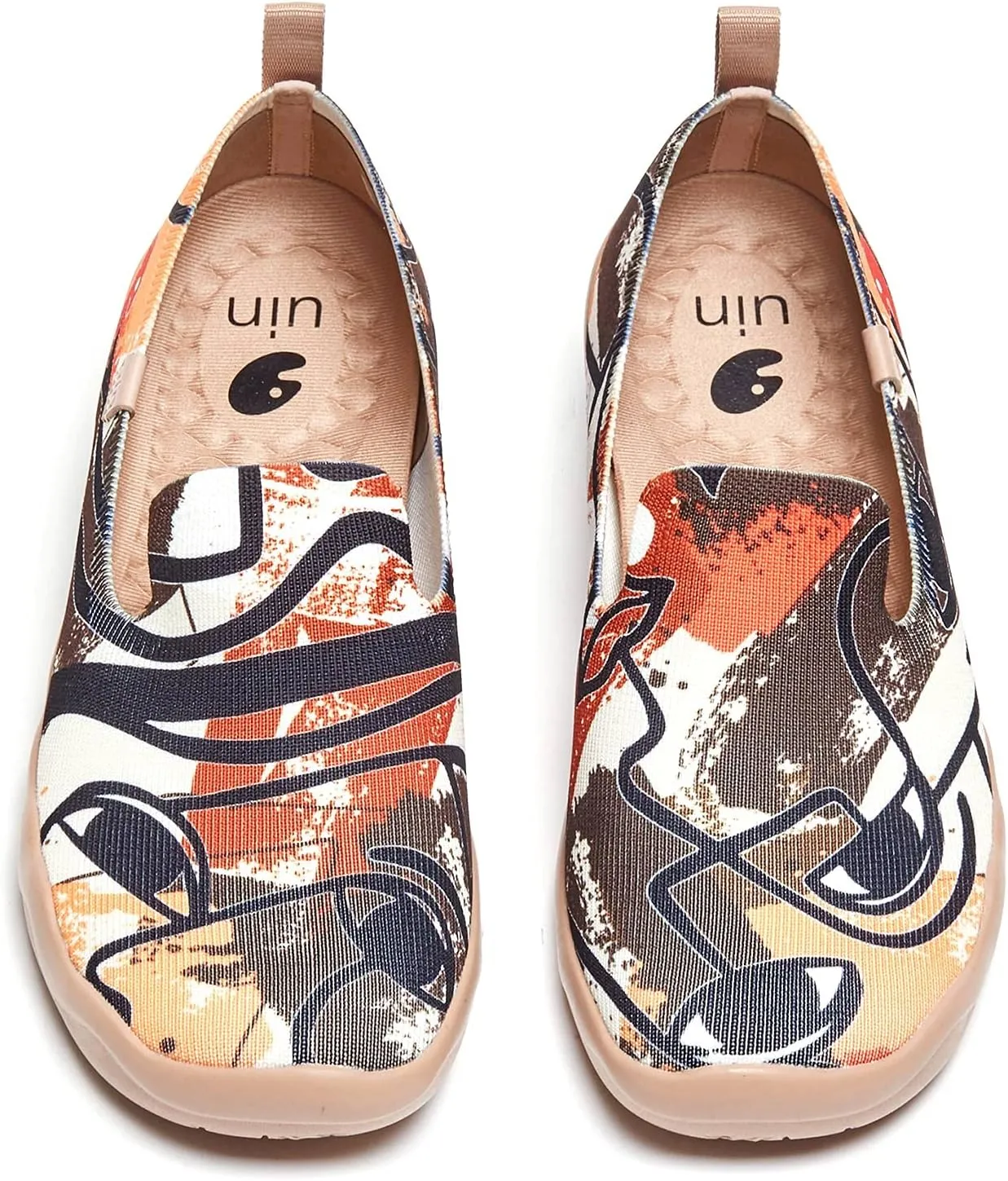 UIN Men's Casual Walking Travel Shoes Slip On Knitted Loafers Lightweight Comfort Air Painted Flats Barcelona