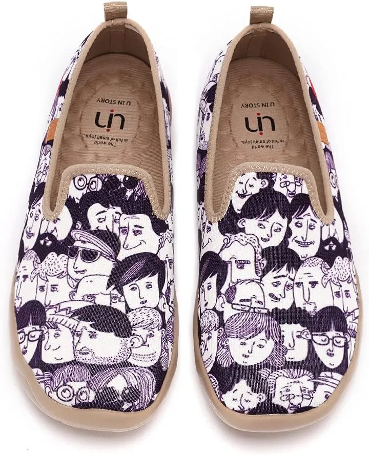UIN Men's Casual Walking Travel Shoes Slip On Knitted Loafers Lightweight Comfort Air Painted Flats Barcelona