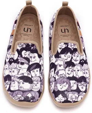 UIN Men's Casual Walking Travel Shoes Slip On Knitted Loafers Lightweight Comfort Air Painted Flats Barcelona