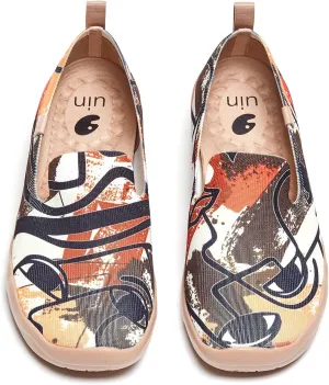 UIN Men's Casual Walking Travel Shoes Slip On Knitted Loafers Lightweight Comfort Air Painted Flats Barcelona