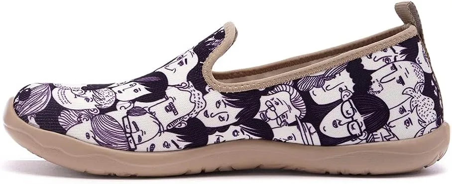 UIN Men's Casual Walking Travel Shoes Slip On Knitted Loafers Lightweight Comfort Air Painted Flats Barcelona