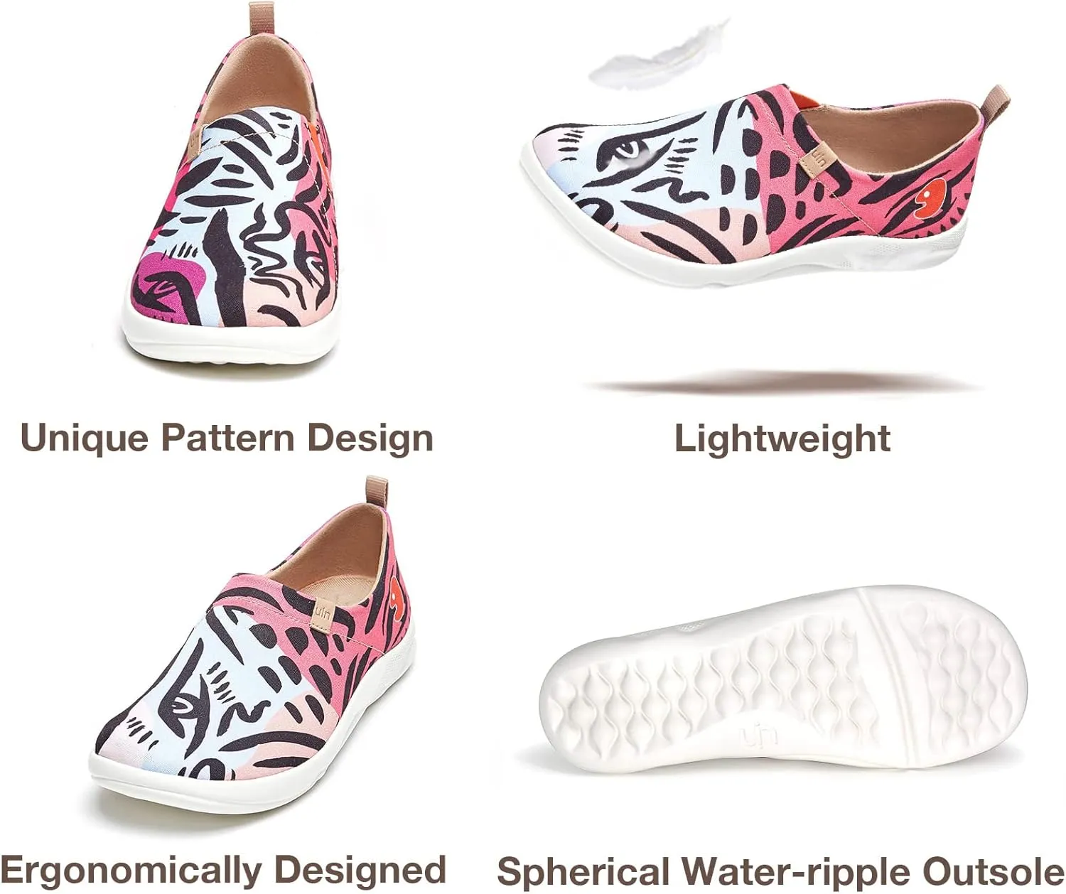 UIN Women's Loafers Slip Ons Casual Art Painted Travel Comfort Shoes Toledo III