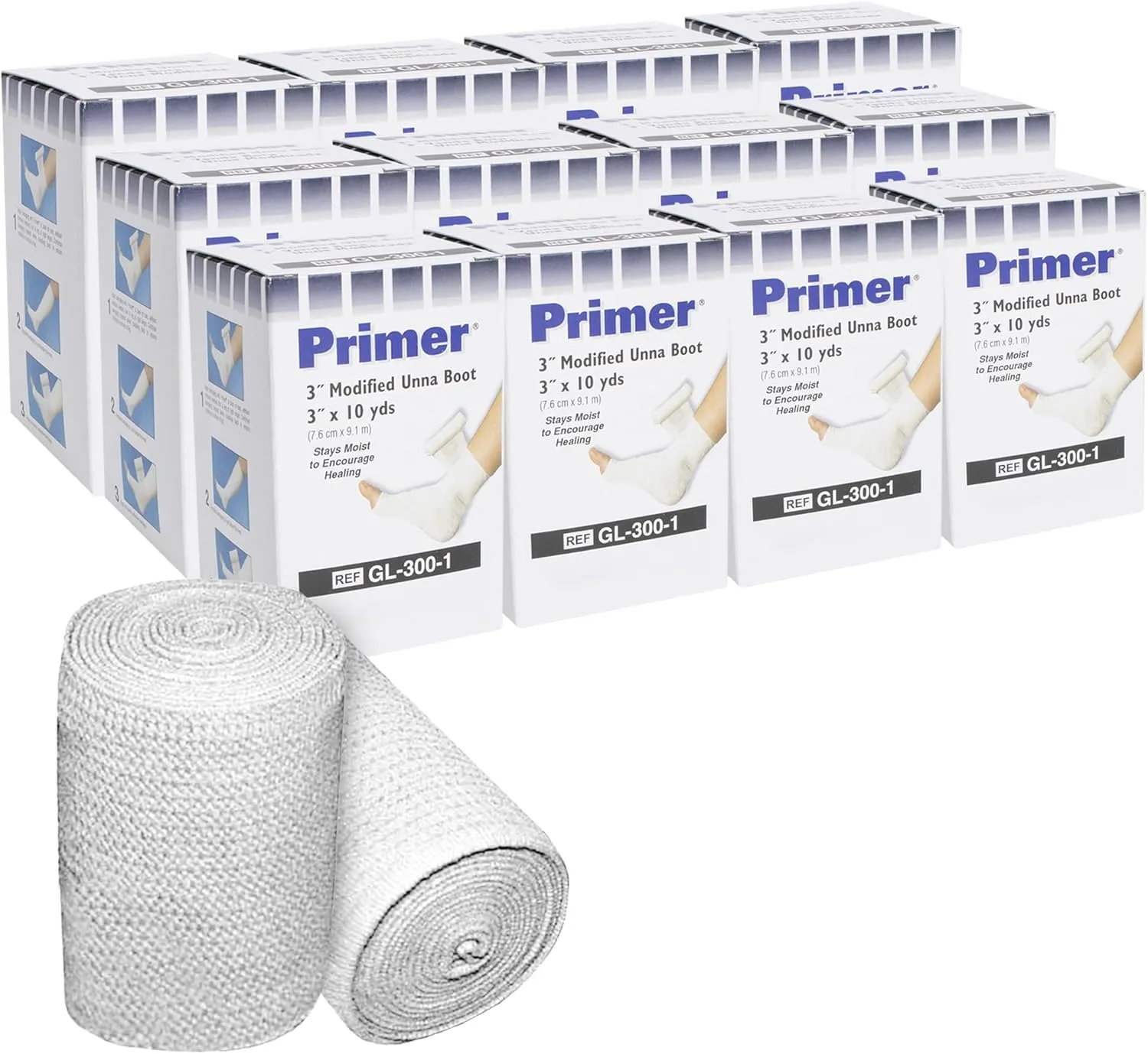 Unna Boot with Zinc Oxide, 3” x 10 Yd, 1 Case of 12, Individually Wrapped