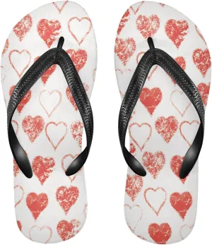 Valentine's Day Hearts Womens Flip Flops Love Mother's Day Summer Beach Sandals Casual Thong Slippers Comfortable Shower Slippers Non Slip Water Sandals shoes S