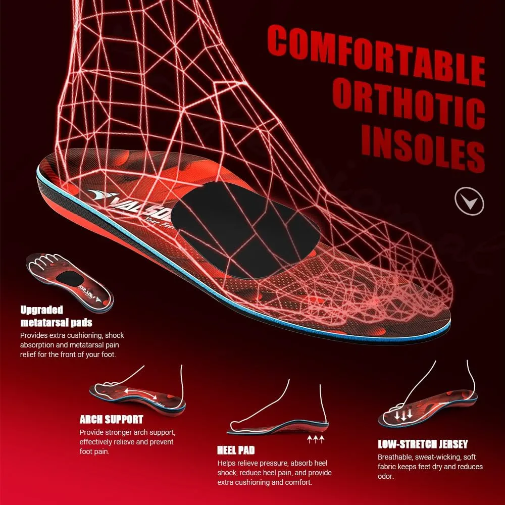 VALSOLE 220  lbs Plantar Fasciitis High Arch Support Insole for Men Women,Heavy Duty Support Pain Relief Orthotics Insert,Relieve Flat Feet,High Arch,Foot Pain,Standing All Day Boot Work Shoe Insole