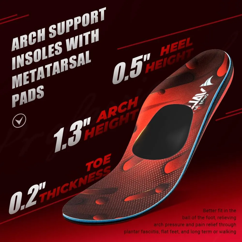 VALSOLE 220  lbs Plantar Fasciitis High Arch Support Insole for Men Women,Heavy Duty Support Pain Relief Orthotics Insert,Relieve Flat Feet,High Arch,Foot Pain,Standing All Day Boot Work Shoe Insole