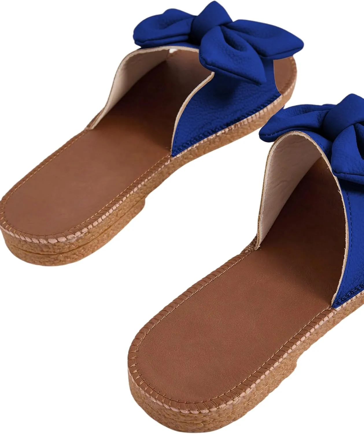 Verdusa Women's Open Toe Flat Sandals Bow Knot Slides Leather Summer Slippers