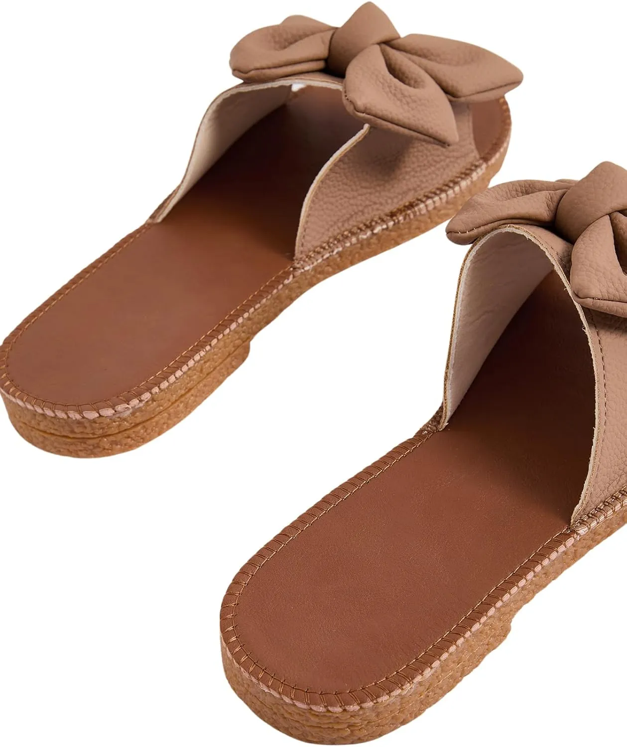 Verdusa Women's Open Toe Flat Sandals Bow Knot Slides Leather Summer Slippers
