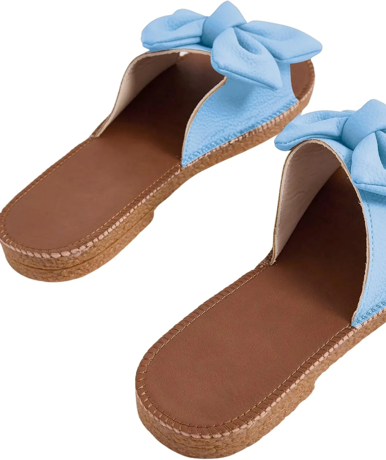 Verdusa Women's Open Toe Flat Sandals Bow Knot Slides Leather Summer Slippers