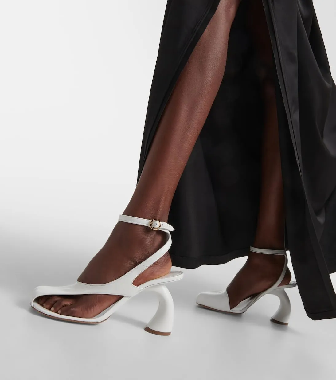 Vertundy Women's Flip Flop Heels High Heeled Sandals Leather Chunky Square Toe Adjustable Ankle Strap Buckle Thong Heeled Sandals