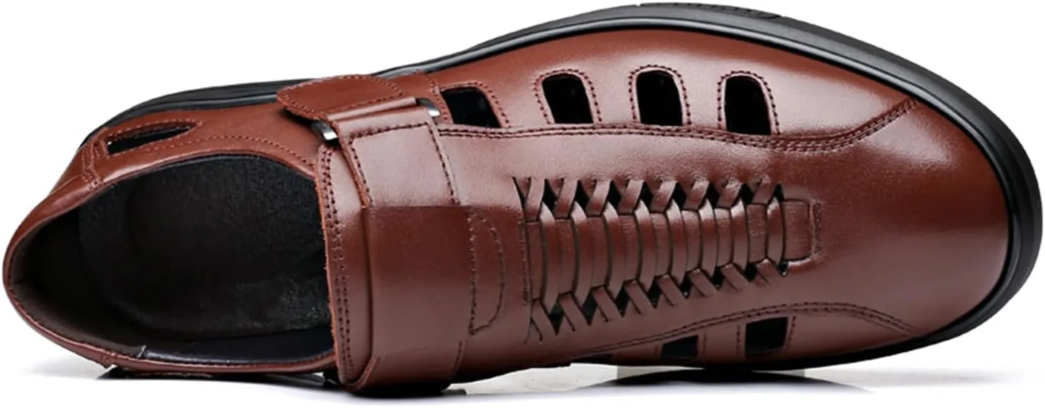 Veslexth Men's Sandals Causal Leather Shoes Outdoor Sport Lightweight Arch Support Walking Anti-Slip Loafers