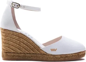 Viscata Estartit Espadrille Canvas Wedges Spain Handmade 3 ½” Heel Women's Sandals with Breathable Organic Cotton Canvas and 100% Natural Jute Midsole for all Occasions: Casual, Work, Party