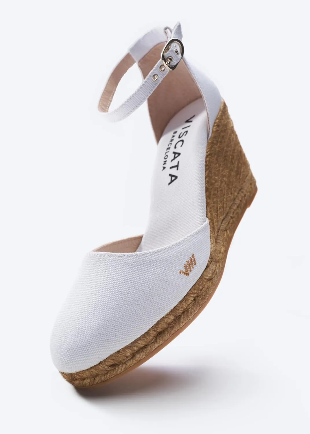 Viscata Estartit Espadrille Canvas Wedges Spain Handmade 3 ½” Heel Women's Sandals with Breathable Organic Cotton Canvas and 100% Natural Jute Midsole for all Occasions: Casual, Work, Party