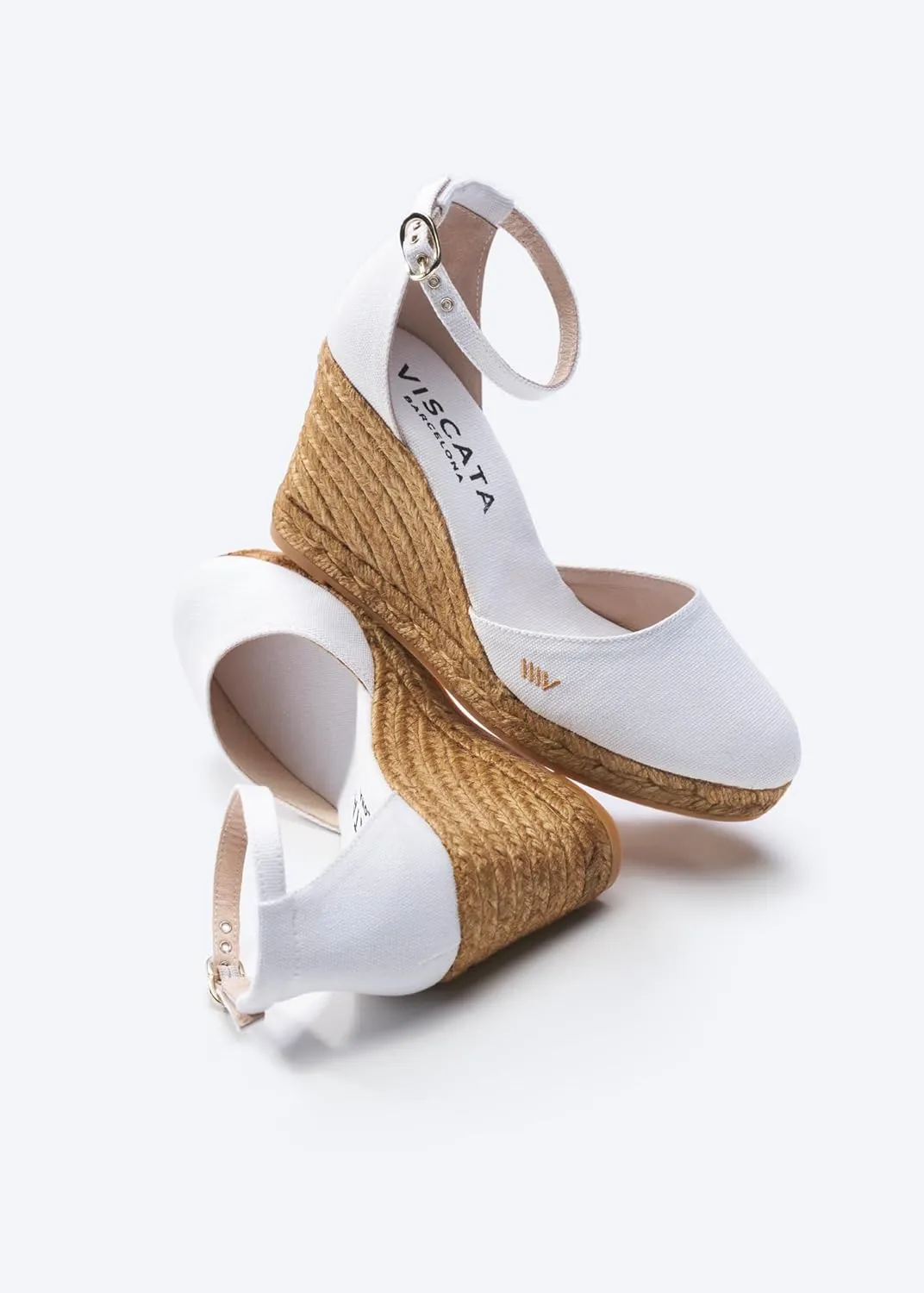 Viscata Estartit Espadrille Canvas Wedges Spain Handmade 3 ½” Heel Women's Sandals with Breathable Organic Cotton Canvas and 100% Natural Jute Midsole for all Occasions: Casual, Work, Party
