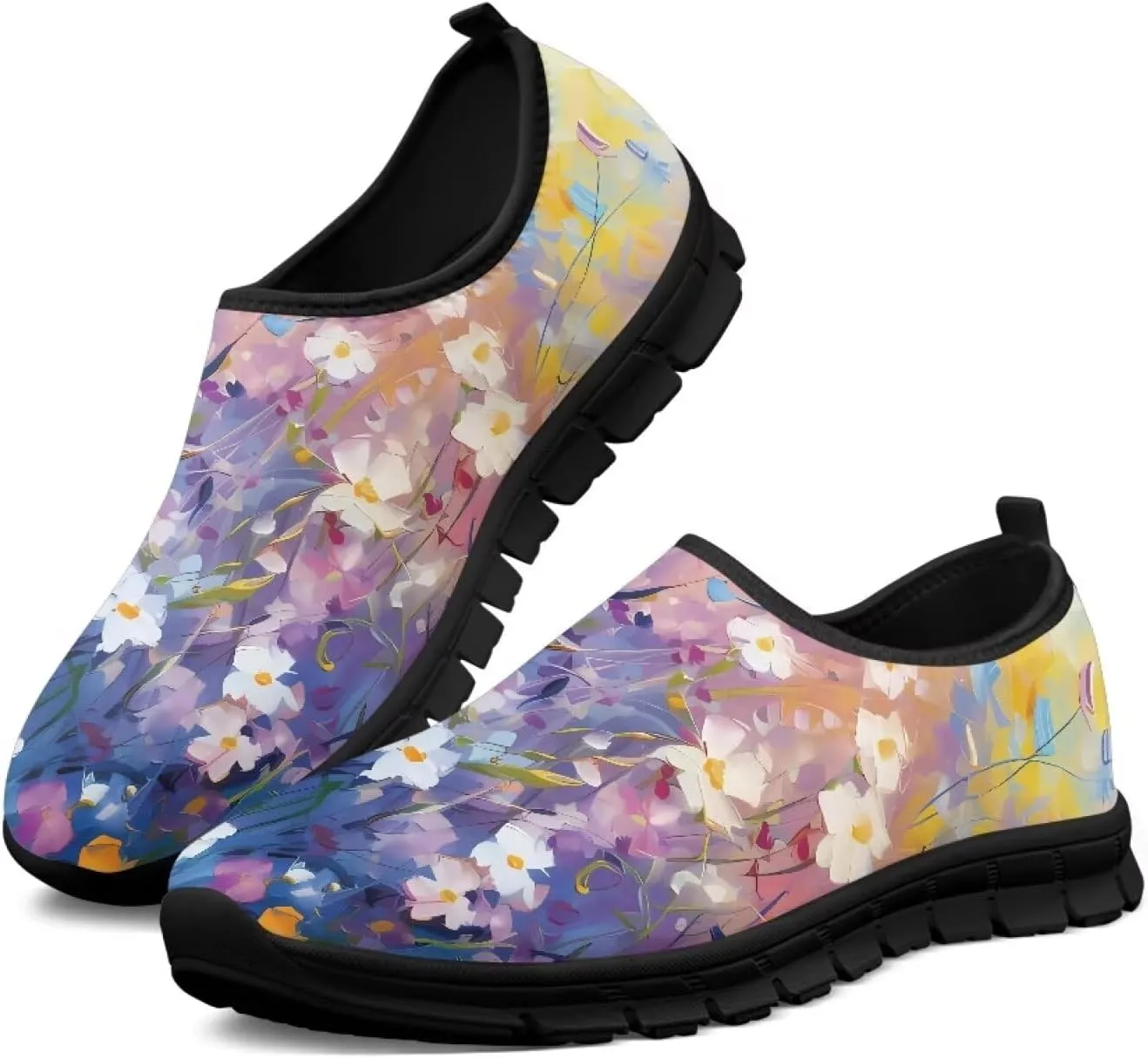Walking Sneakers for Women Casual Slip On Shoes Black