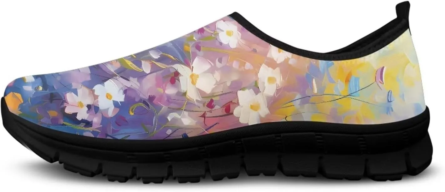 Walking Sneakers for Women Casual Slip On Shoes Black