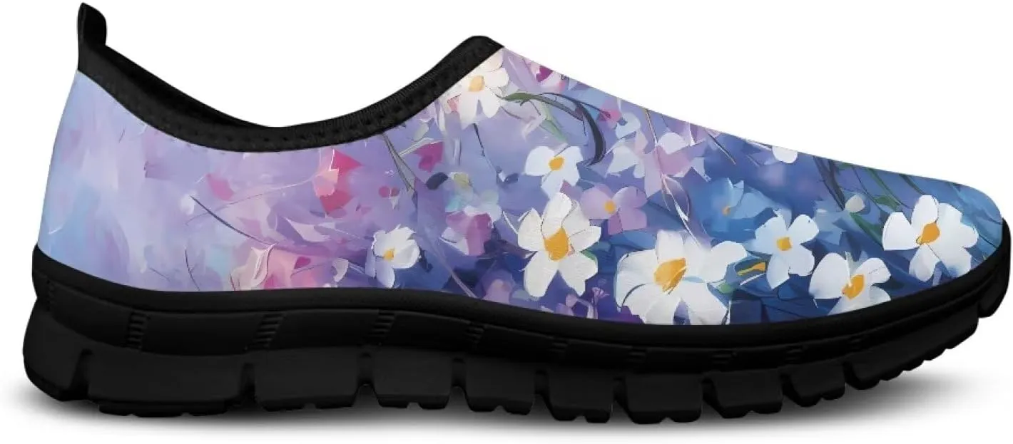 Walking Sneakers for Women Casual Slip On Shoes Black